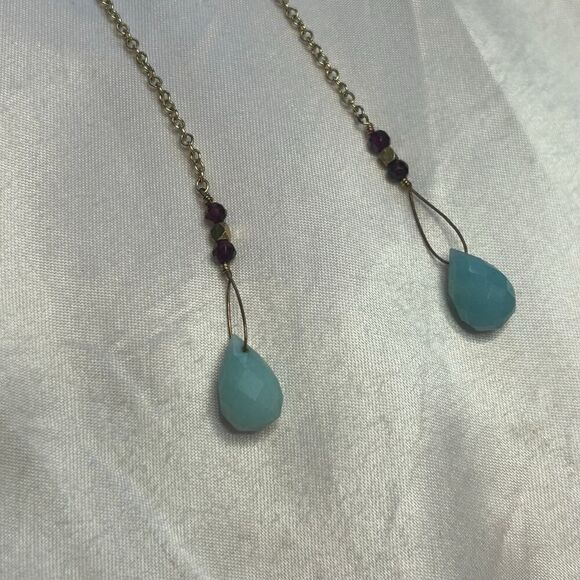 Vintage 1/20 14K Goldfilled & Turquoise Glass Statement Dangle Earrings - Picture 4 of 9